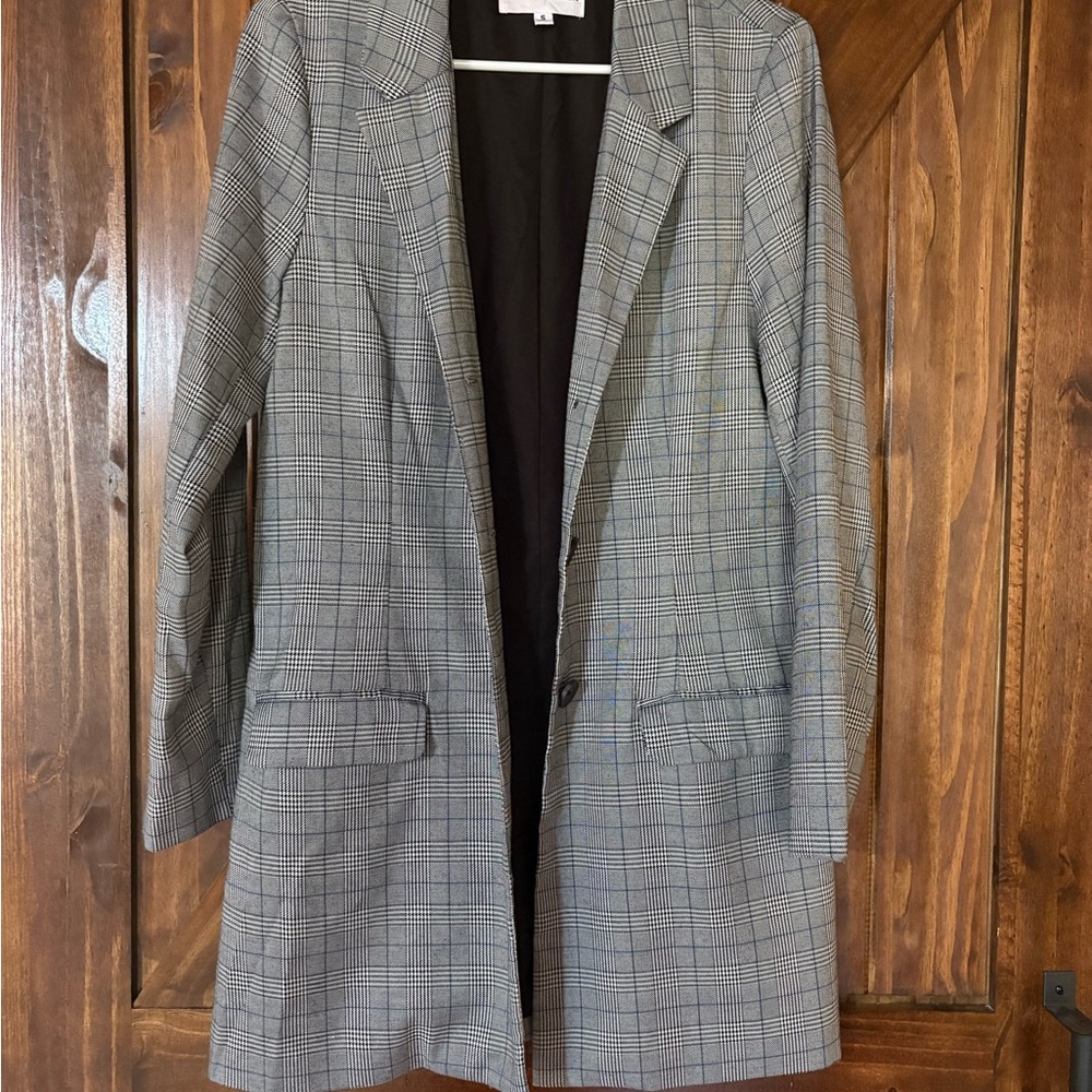 Steve Madden Black and White Plaid Blazer